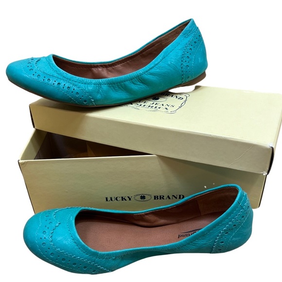 Lucky Brand Shoes - Lucky Brand Espen Turquoise Leather Wingtip Broguing Ballet Flats Size: 8M NWT